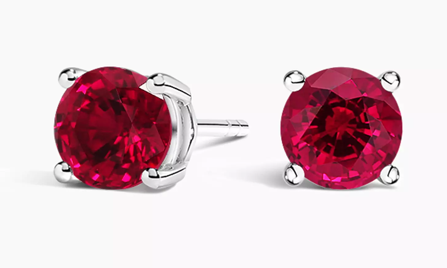 Paris Jewelry 24k White Gold Plated 2 Cttw Ruby Round Stud Earrings