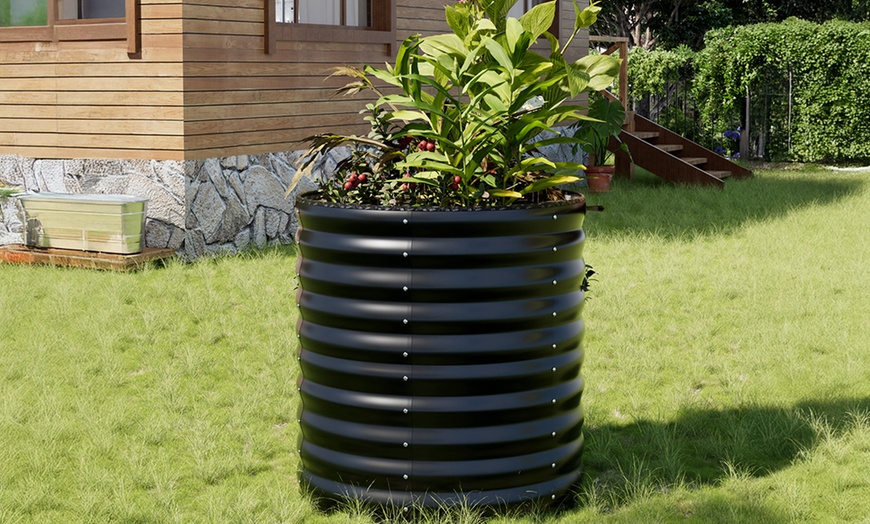 Image 3: Round Open-Bottom Galvanized Steel Raised Garden Bed