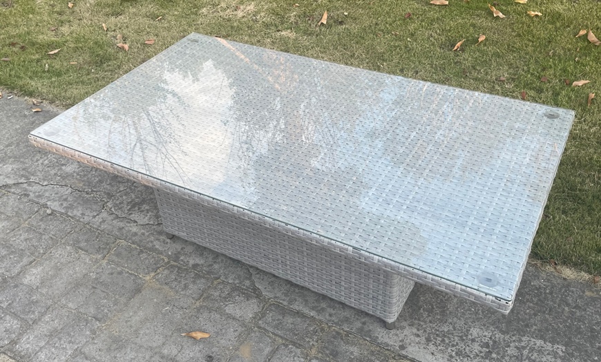 Image 3: Fimous Rattan-Effect Adjustable Rising Lifting Table Sofa Dining Set