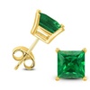 Image 2: 24k yellow Gold Plated 1 Cttw Princess Emerald Stud Earrings