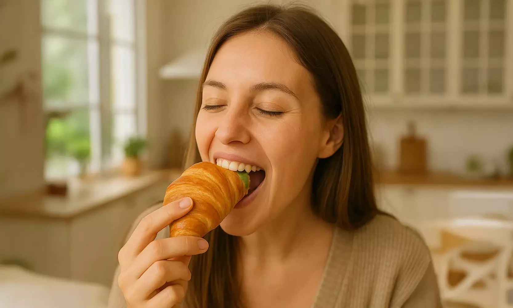 Luxe croissants Dubaï-stijl gevuld met romige pistachecrème óf gesmolten chocolade en pistache crème - Primary Image