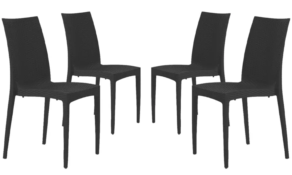 Set di 4 sedie da giardino in polipropilene stile Rattan