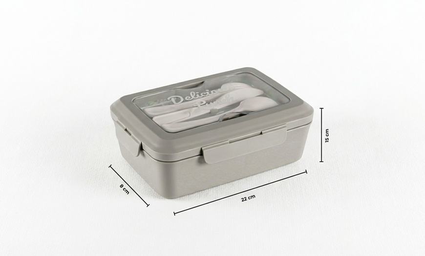 Image 3: Ensemble de 2 boîtes à lunch avec 3 compartiments et couverts