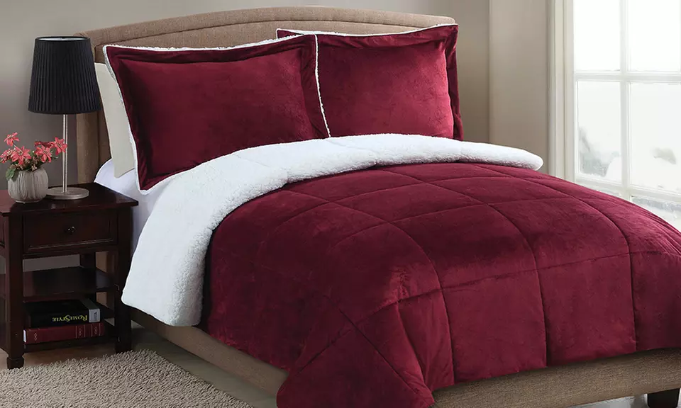Micromink and Sherpa Reversible Comforter Set (2- or 3-Piece) - Second Medium
