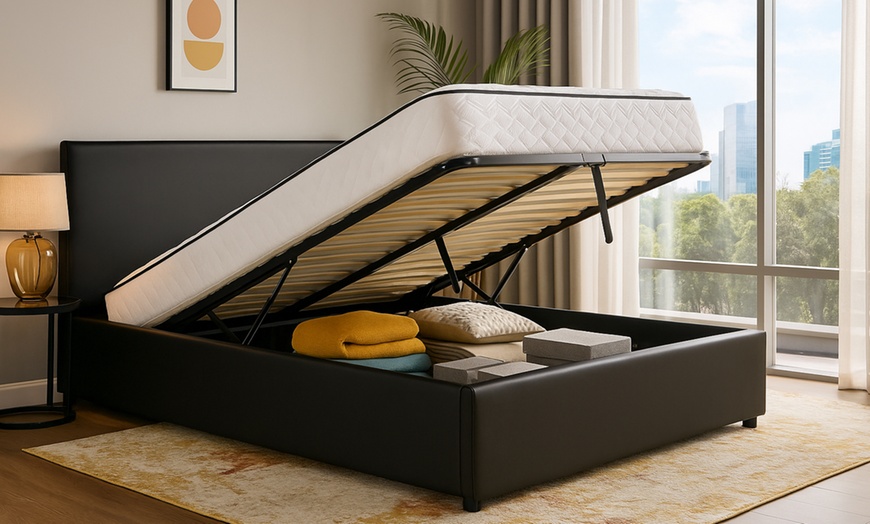 Image 4: Letto contenitore Colisée in similpelle, materasso Empereur opzionale