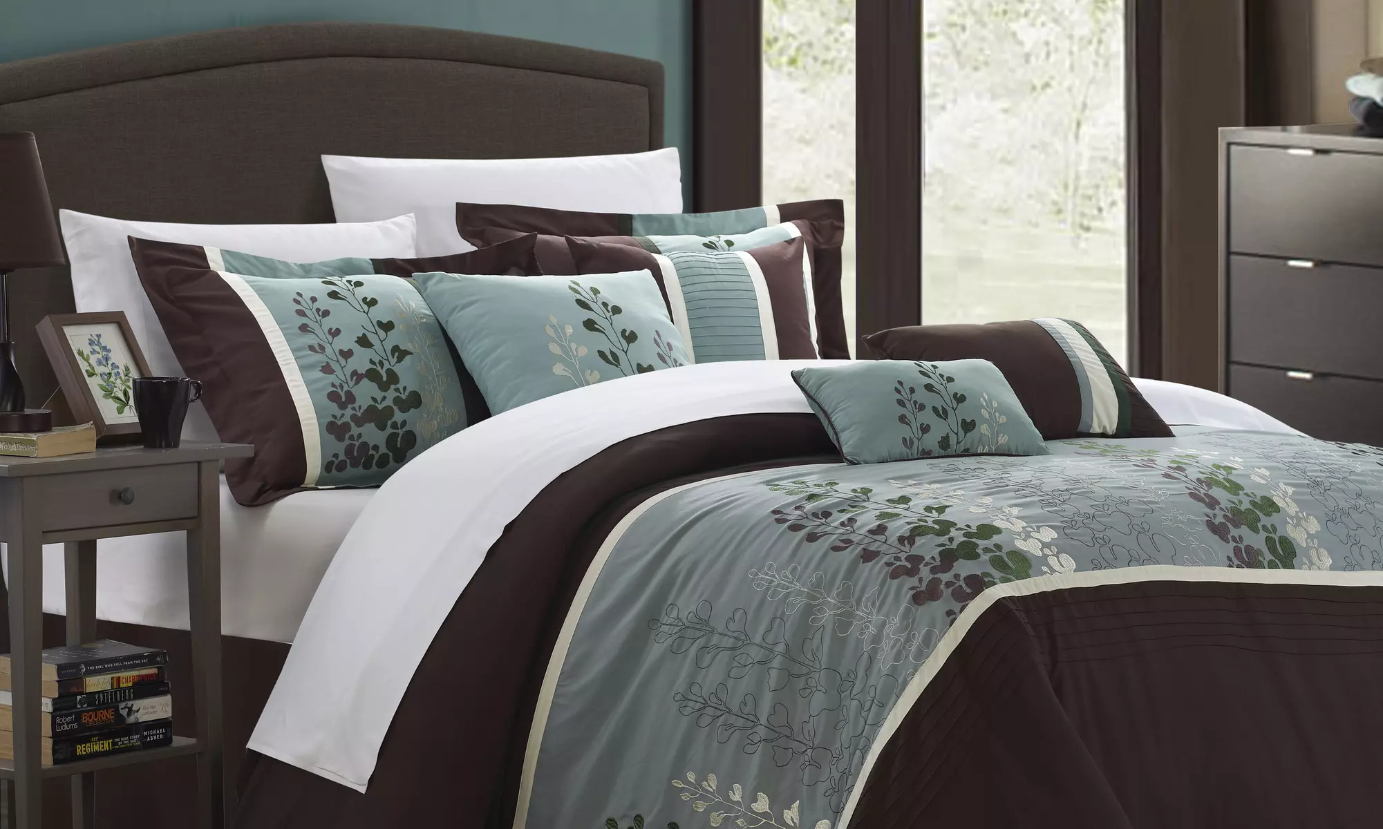 Elijah 8-Piece Oversized, Overfilled Embroidered Comforter Set - Primary Image