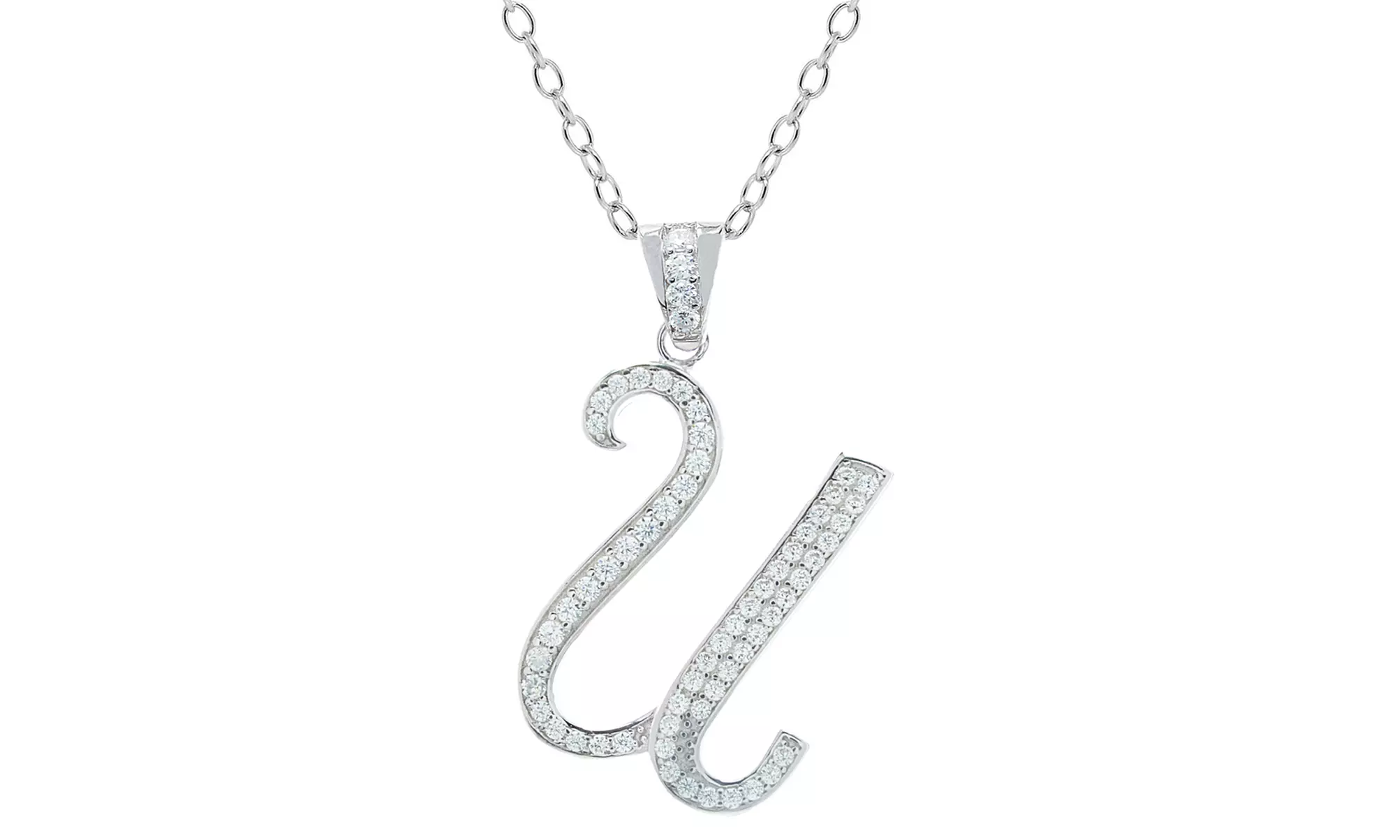Script Initial Pendant Necklaces in Sterling Silver