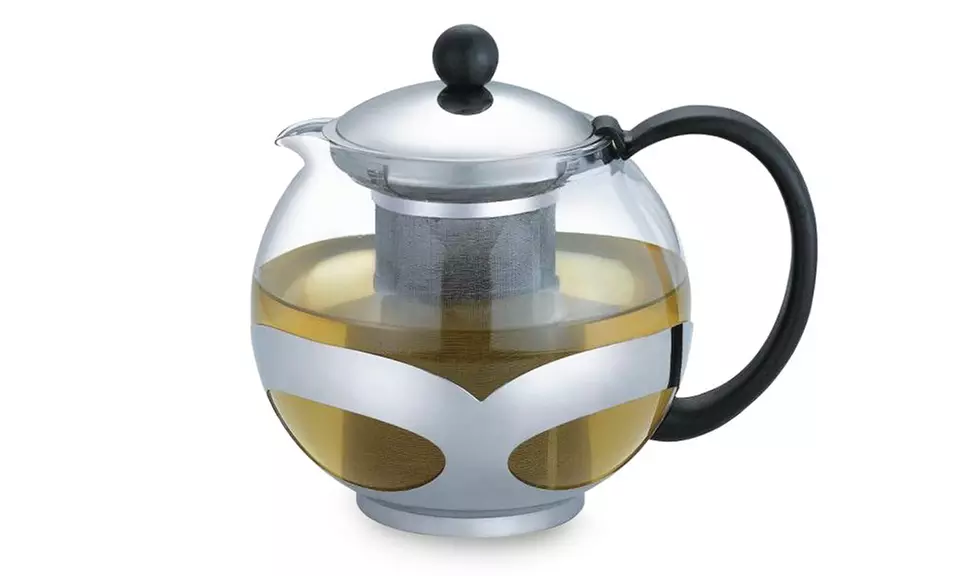 Stainless Steel and Glass Teapot with Strainer - Primary Image