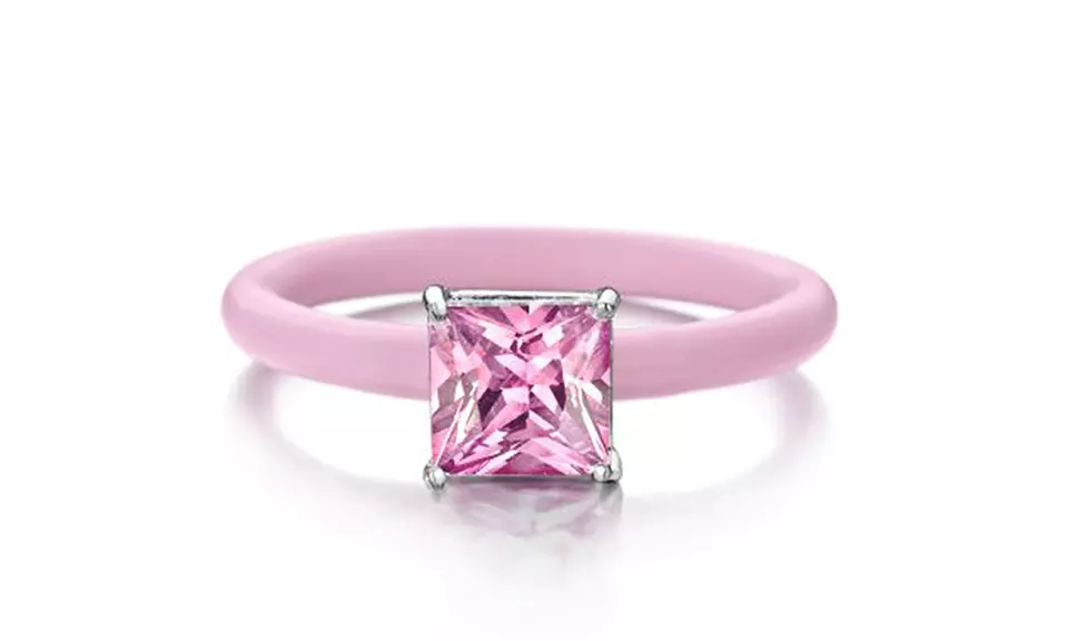 2.5 CTW Princess-Cut Cubic Zirconia Rings with Adjustable Silicone Band - Second Medium