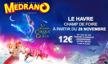 1 place en tribune d'honneur pour le Cirque Medrano le : 28 novembre 2025 / 19h30 - Le Grand Cirque Medrano, au champ de foire, Le Havre 