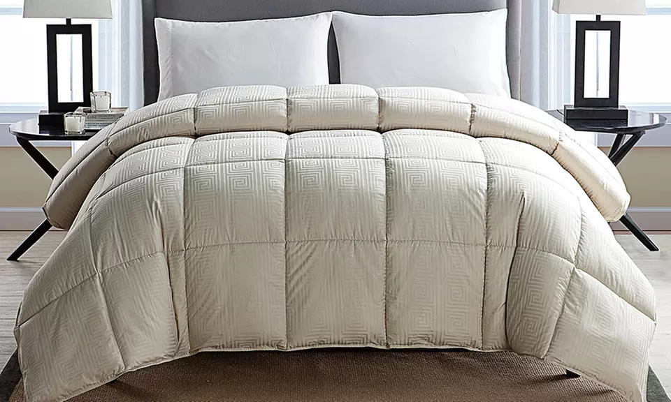 200 Thread-Count Jacquard Greek-Key Down-Alternative Cotton Comforter - Primary Image