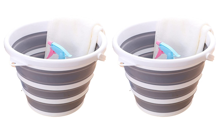 Image 3: One or Two Silicone Collapsible Buckets