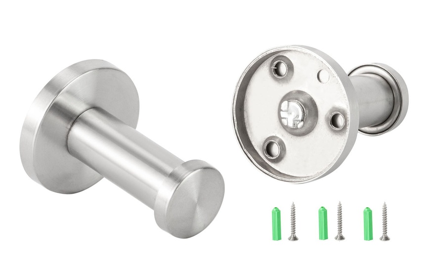 Image 4: 4 Pieces Stainless Steel Wall-Mount Robe Hook Coat Hook Towel Wall Hook