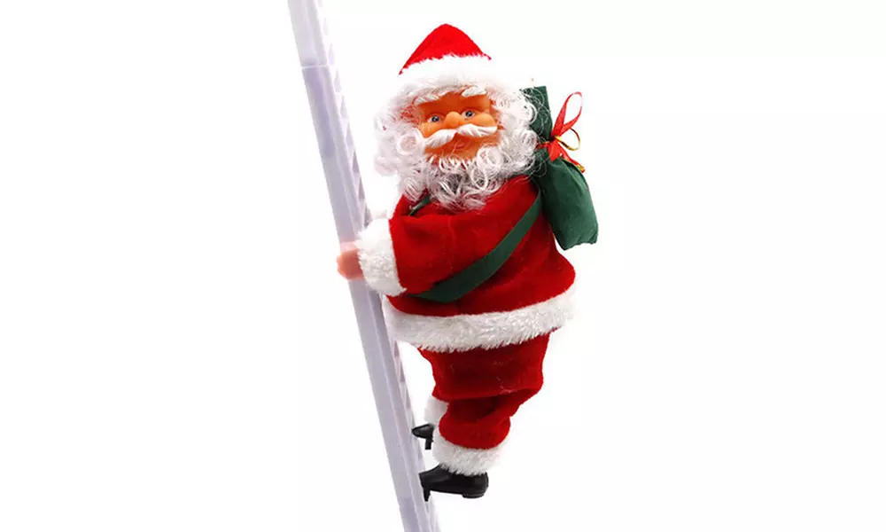 Animated Musical Jingle Bells Santa Claus Climbing Ladder Toy Christmas Gift