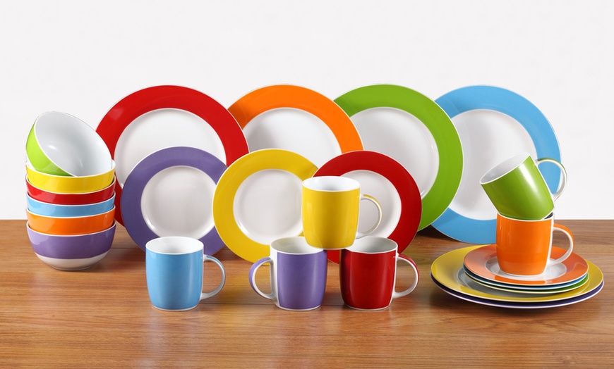 Image 1: 24-Piece Colour Band Dinner Set