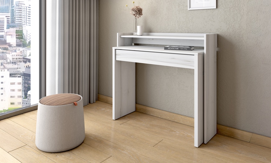Image 3: Bureau extensible 99 x 90 x 35 cm blanc