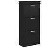 Image 6: HomCom Narrow 3-Tier Grey Shoe Cabinet with Flip Drawers