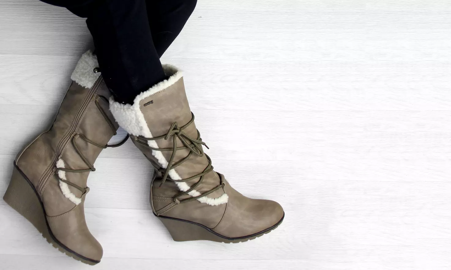 Fur Lined Wedge Boots - Second Medium