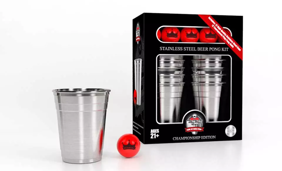 Stainless Steel Beer Pong Kit. Free Returns. - Second Medium