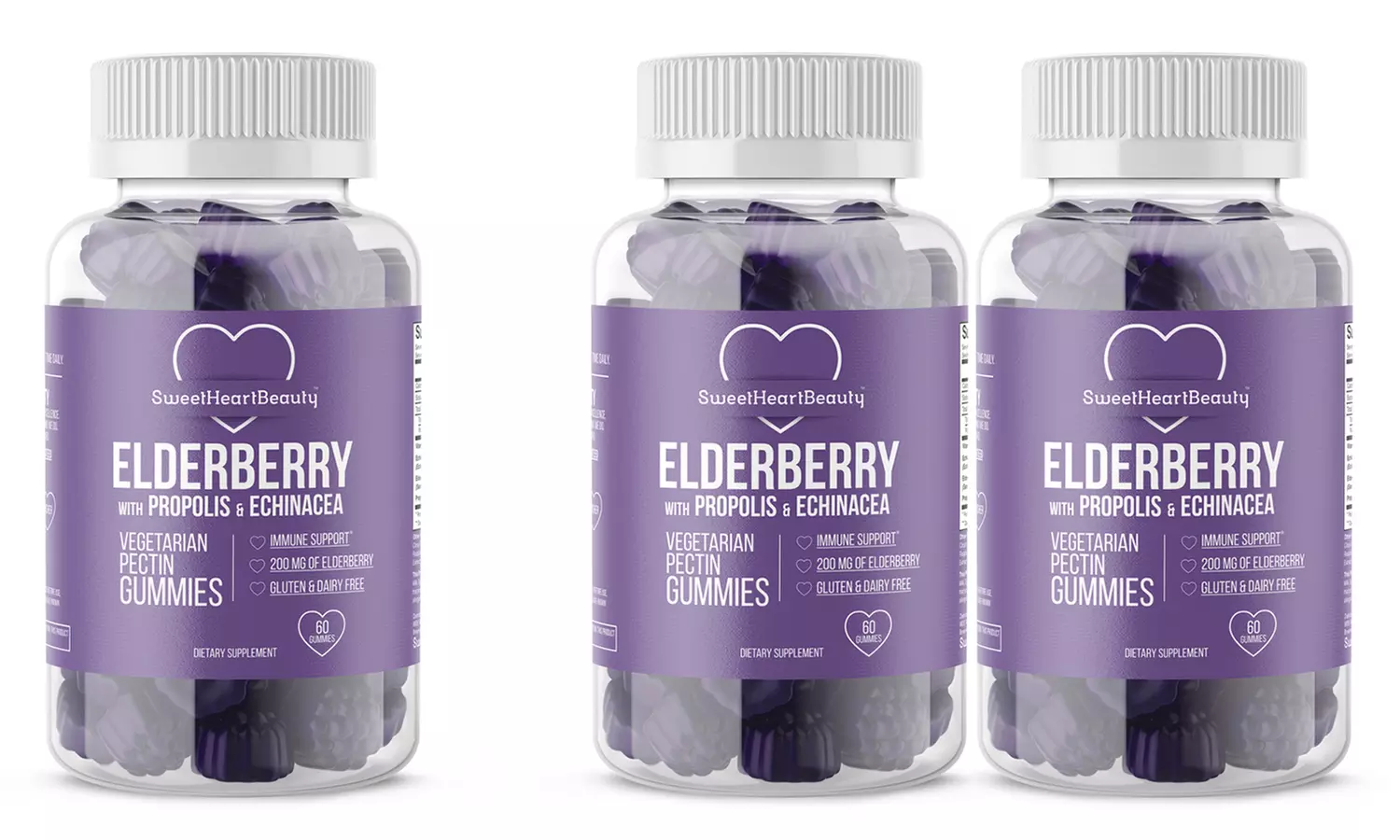 Plus-Size Immune-Support Elderberry Gummies with Vitamin C, Propolis, and Echinacea - Primary Image