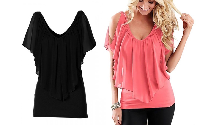 Image 7: Women's Chiffon Overlay Top