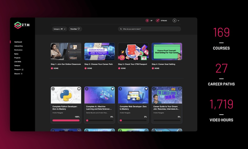 Image 3: ZTM Academy Subscriptions featuring 150+ Tech Courses & Roadmaps