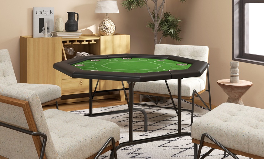 Image 8: SPORTNOW Poker Set and Foldable Poker Table 