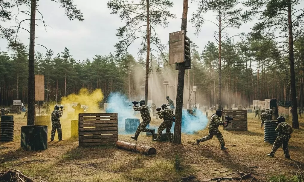 Paintball Party dla 10-18 osób: do 3000 kulek i wspólny grill po grze