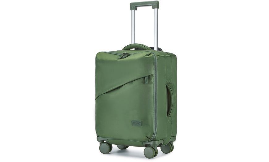Image 12: KONO Lightweight Soft Shell Suitcase Set TSA Lock Wet/Dey Compartment