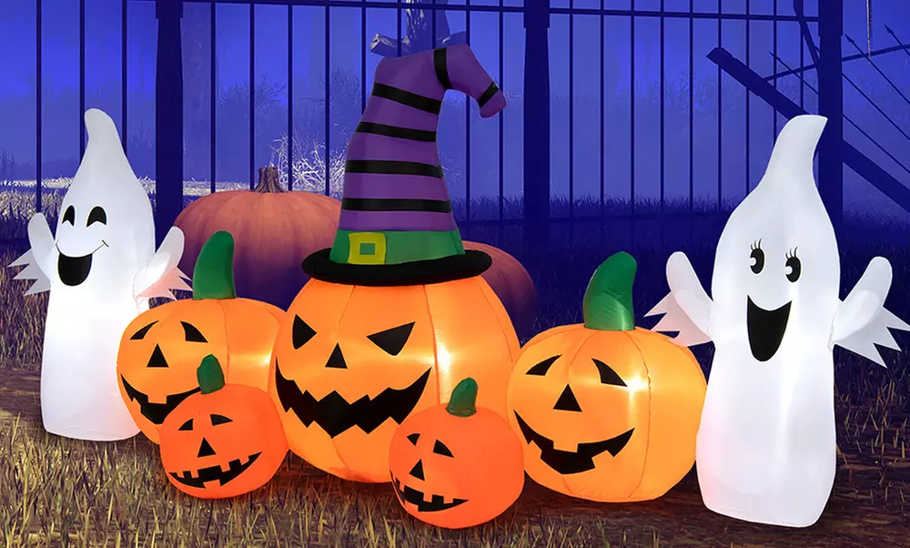 Costway 9FT Long Halloween Inflatable Pumpkins Self Inflating Pumpkin
