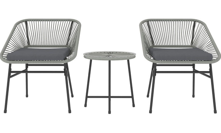 Image 15: Outsunny Woven Bistro Set with 2 Chairs and Table, Choice of Styles