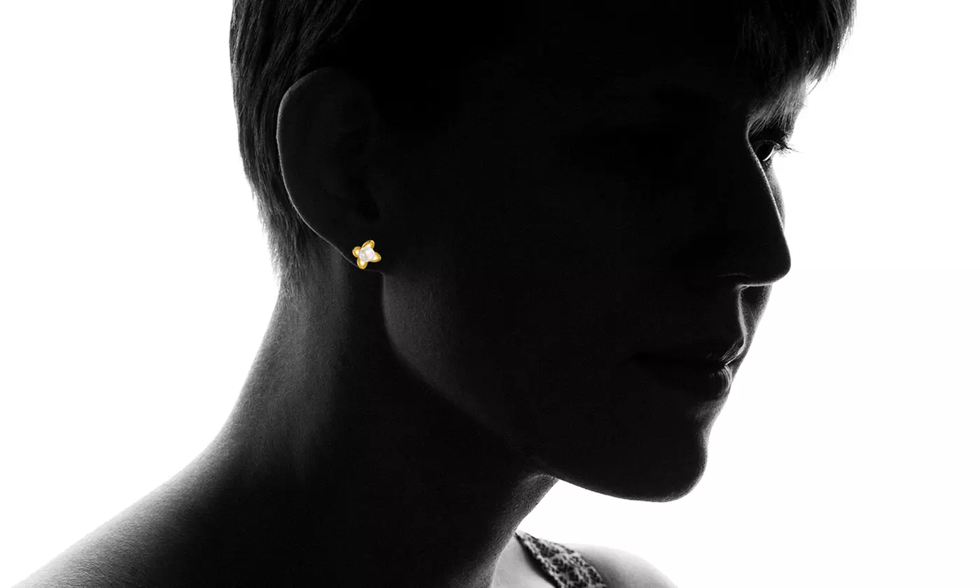 Cultured Freshwater Pearl Flower Stud Earrings By Peermont - Second Medium