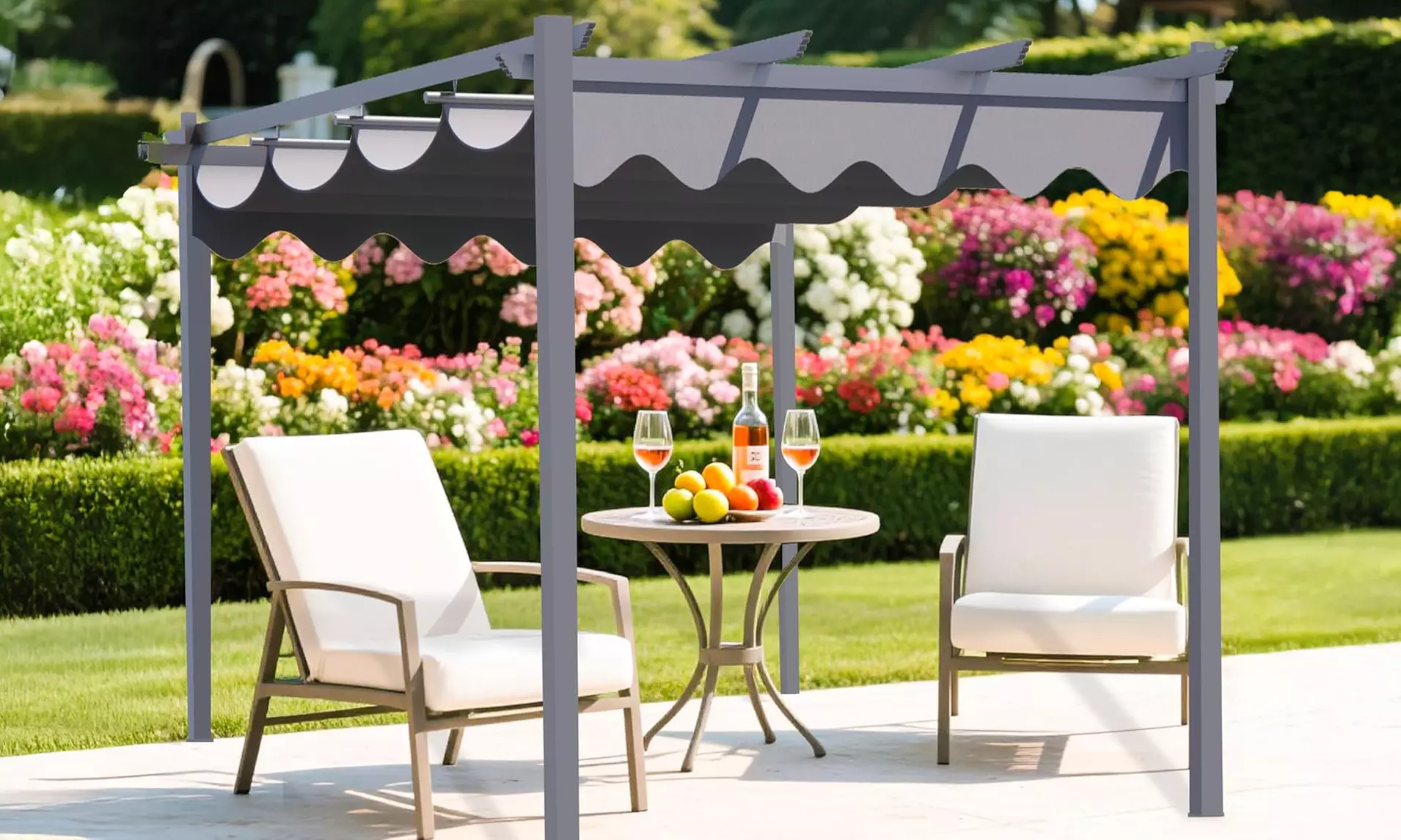 Alivio 4m x 3m Steel Frame Pergola with UV-Resistant Canopy