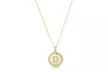 Crystal Round Disc Initial Pendant Necklace in 14K Gold Plated - Second Medium