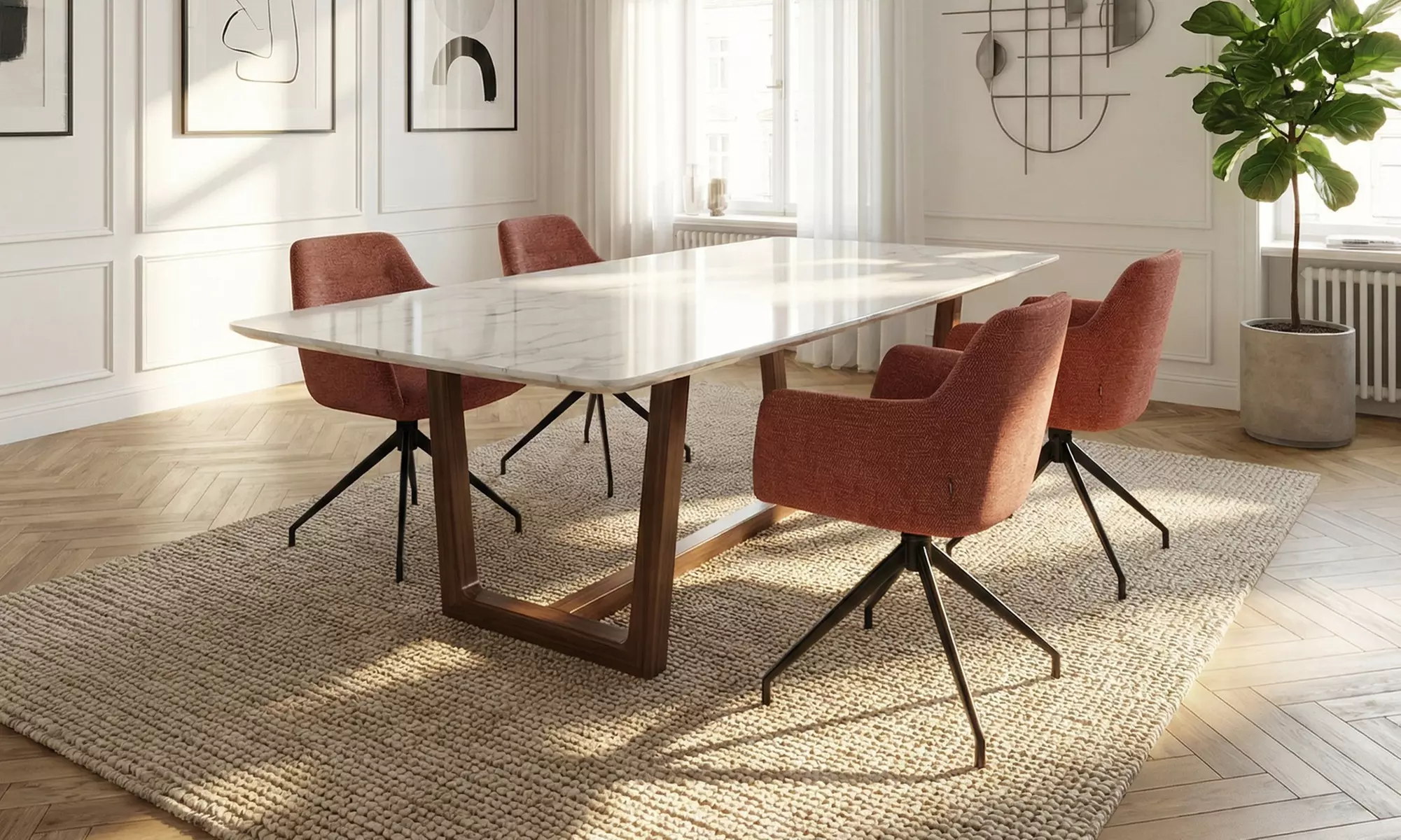 Lot de 2 chaises pivotantes "Morini" en tissu