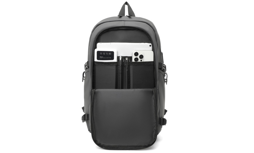 Image 28: KONO PVC Coated Water-Resistant Backpack Travel Business Laptop Bag