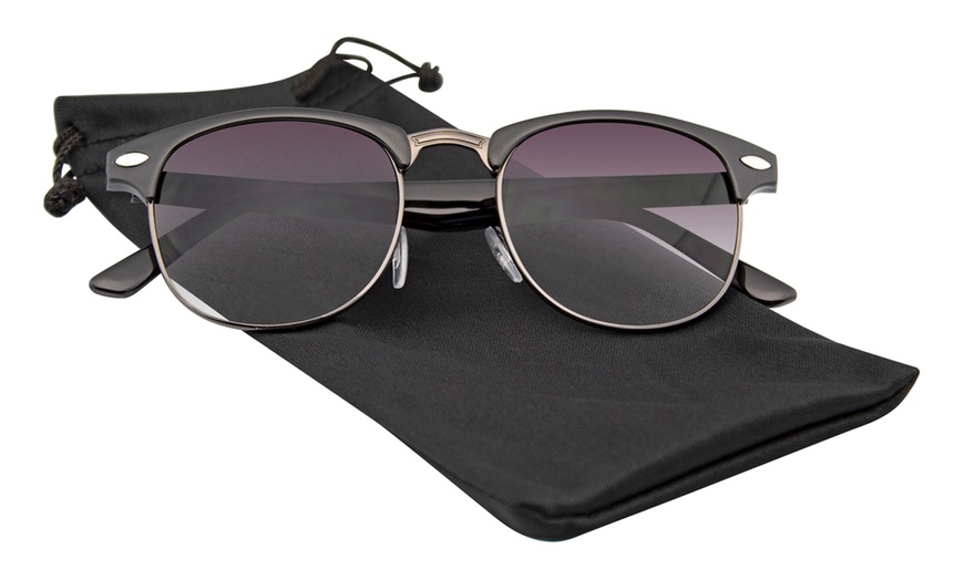 Image 4: Emblem Eyewear - Classic Half Frame Vintage Horned Rim Mens Womens Sunglasses
