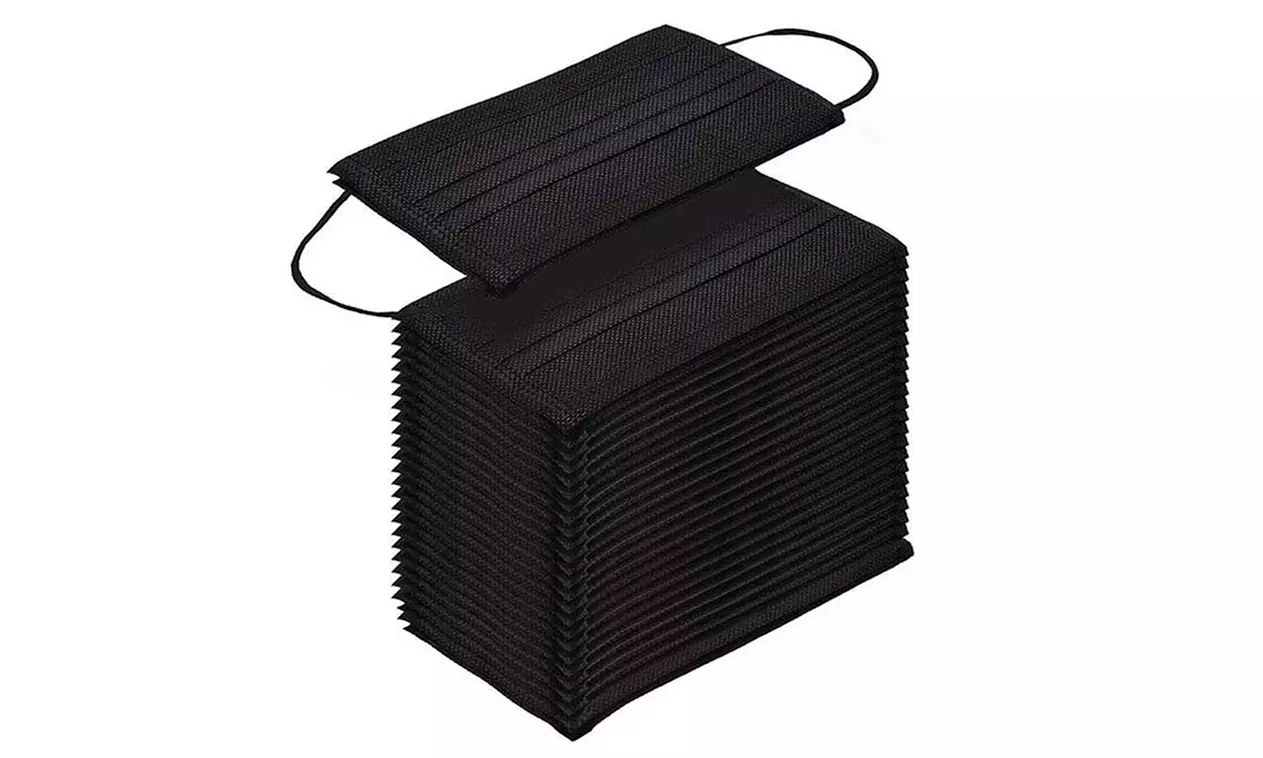 Disposable Non-medical 3-Ply Black Face Masks (50-Pack) - Second Medium