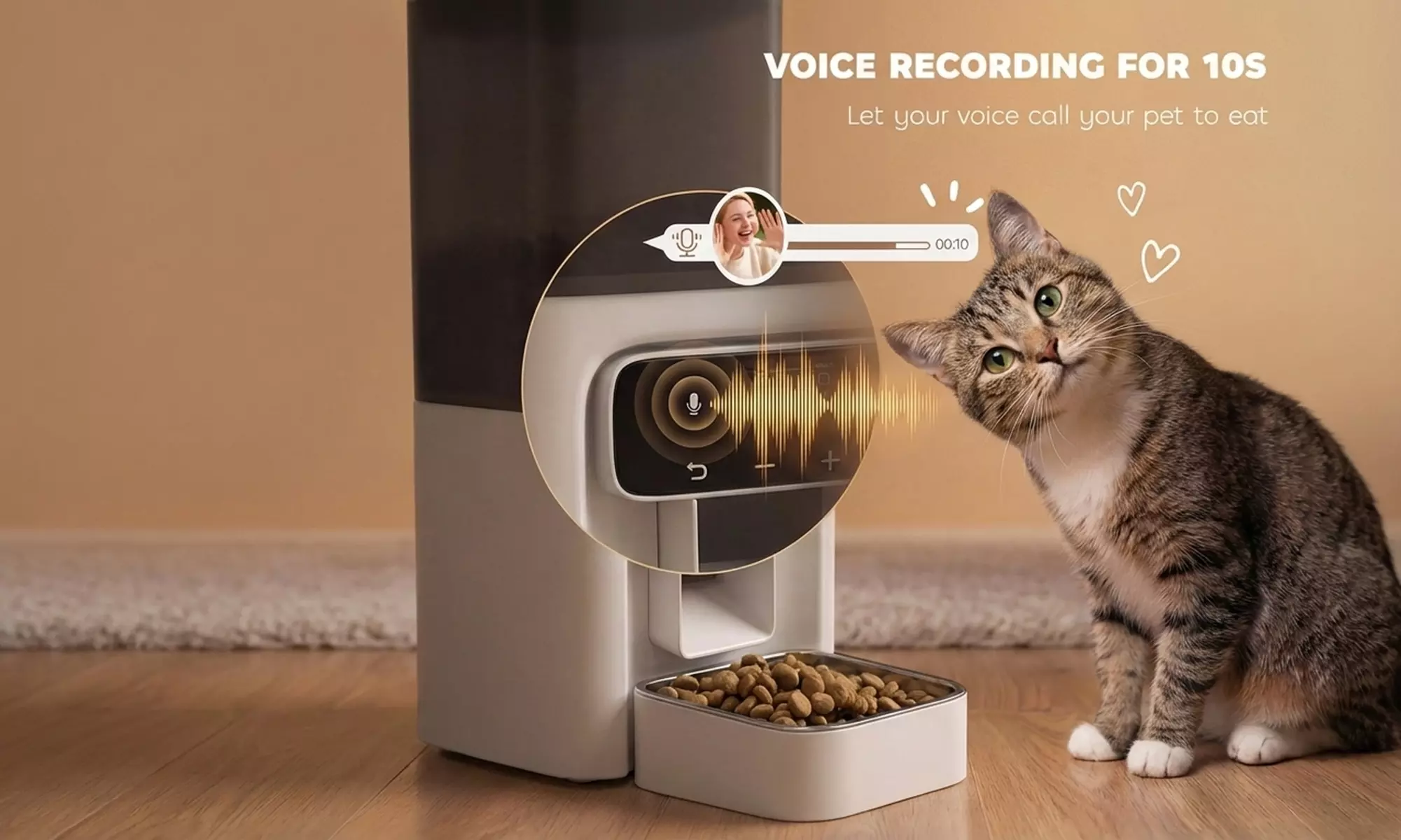 PawHut 4.5L Automatic Cat Feeder with Voice Recorder
