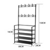 Image 6: Multi-Tier Metal Shoe Rack with Coat Hooks 