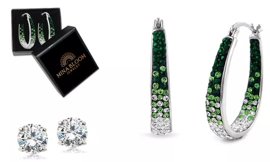 Inside Out Hoops With Free 2.00 CTTW Studs With Crystals From Swarovski 