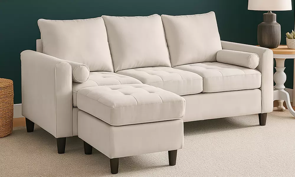 Canapé 3 places "Charles" en velours ou tissu avec pouf de Kocoon