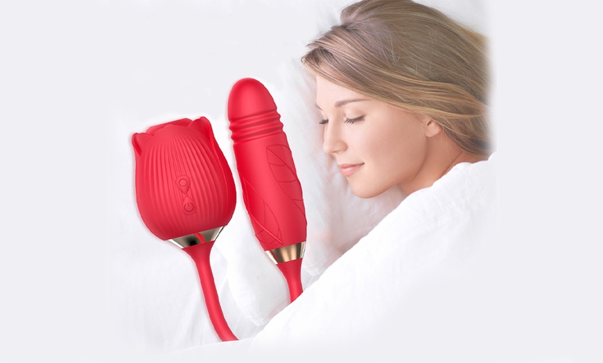 Image 11: 2 in 1 Rose Sucking Vibrator