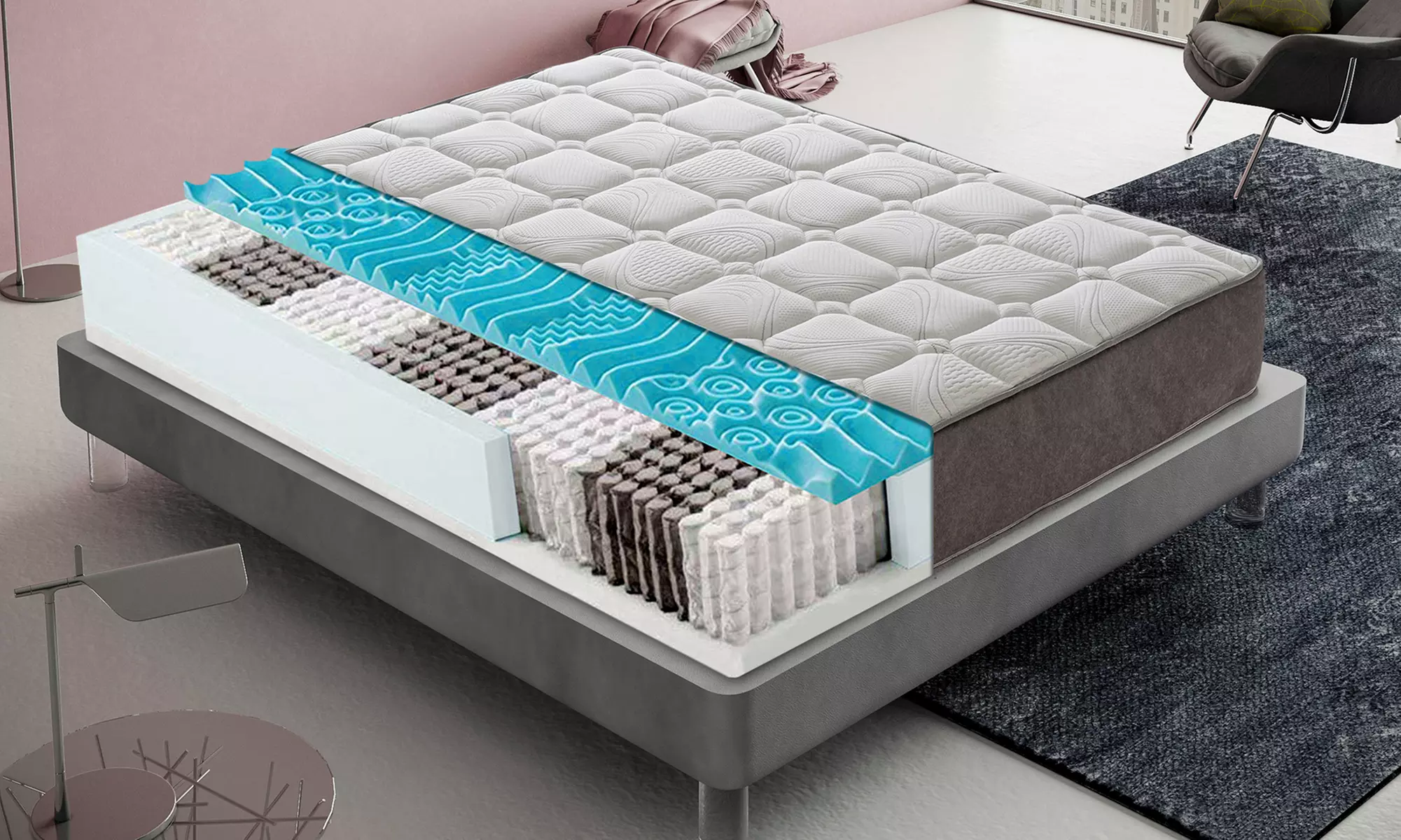 Matelas hybride MyMemory à ressorts ensachés et 13 zones de confort