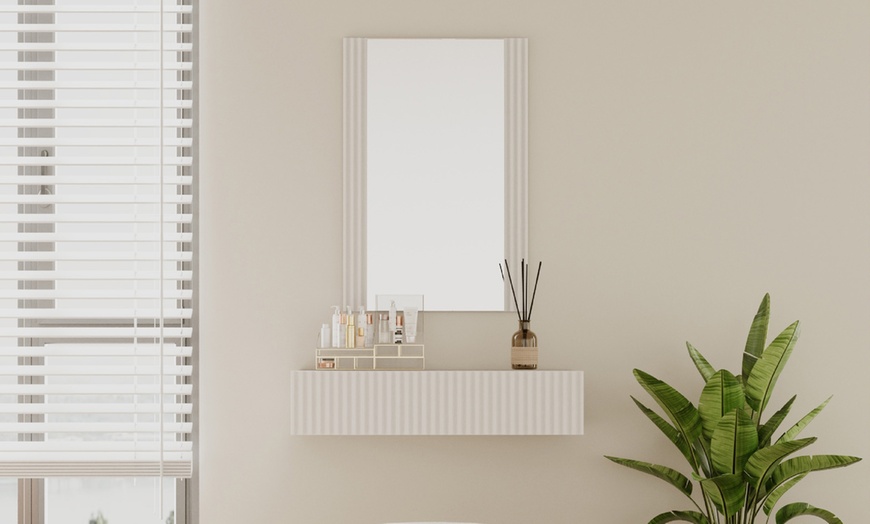 Image 1: Coiffeuse cannelée avec tiroir et miroir Velia