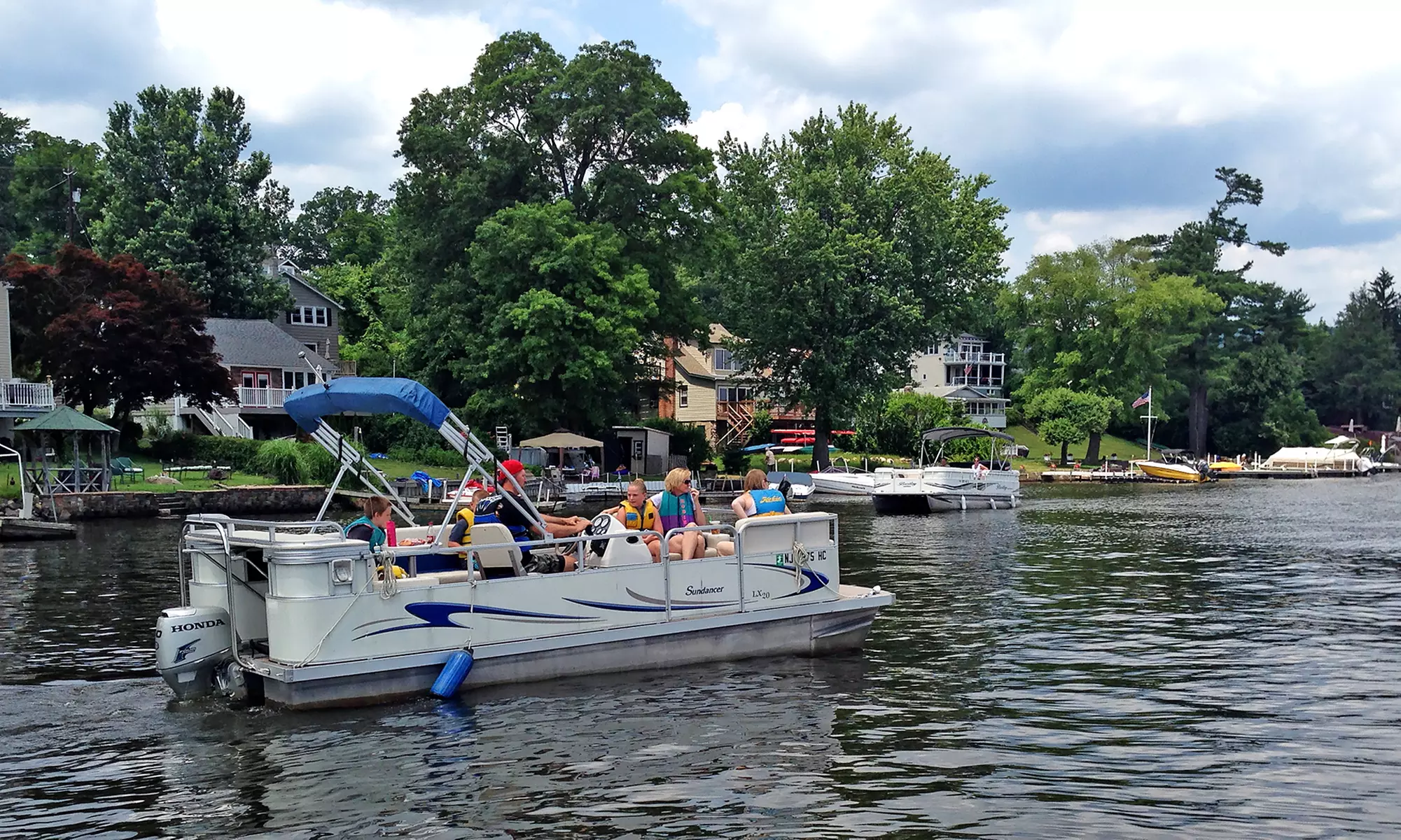 All-Day Pontoon-Boat Rental on Greenwood Lake for Up to Eight at South Shore Marina (Up to 50% Off)  - Primary Image