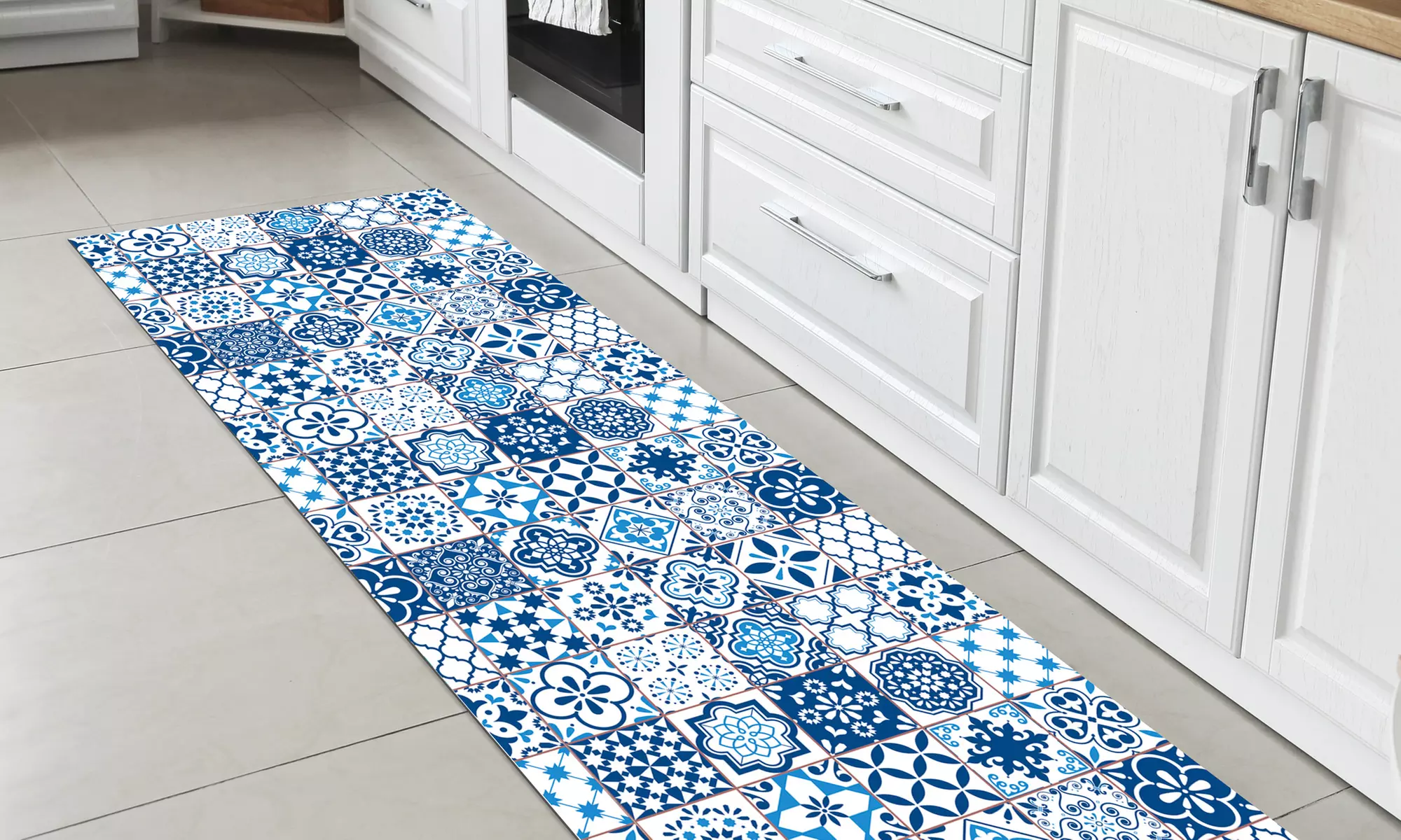 Non-Slip Kitchen Runner Rug with Digital Print