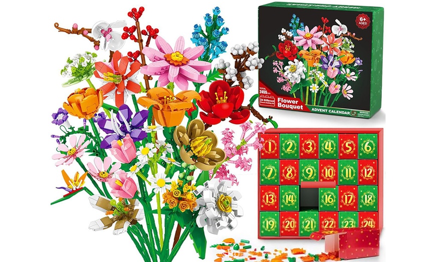 Image 1: Flower Bouquet Building Blocks Advent Calendar
