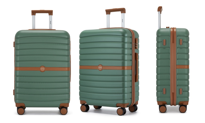 Image 20: KONO Stylish Stripe Design Suitcase with Spinner Wheels