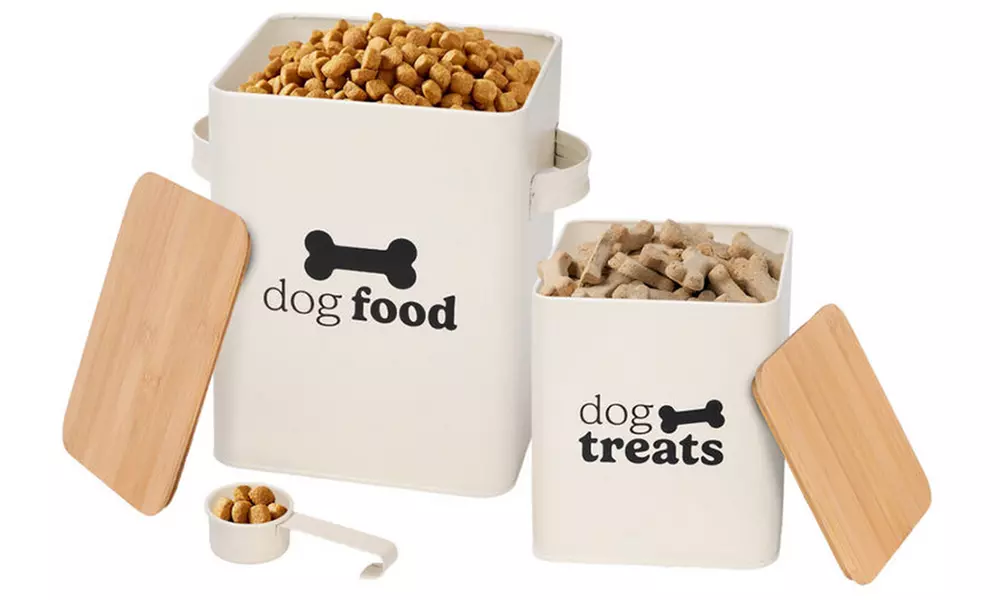 Set of Two Airtight Dog Food Storage Tins
